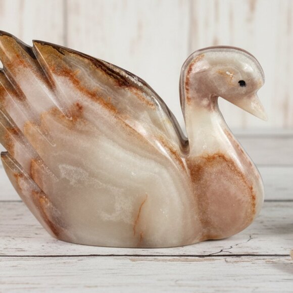 Marble Animal Figurine Swan Collectible Desk Mantel Decorative Christmas Gift - Picture 2 of 13